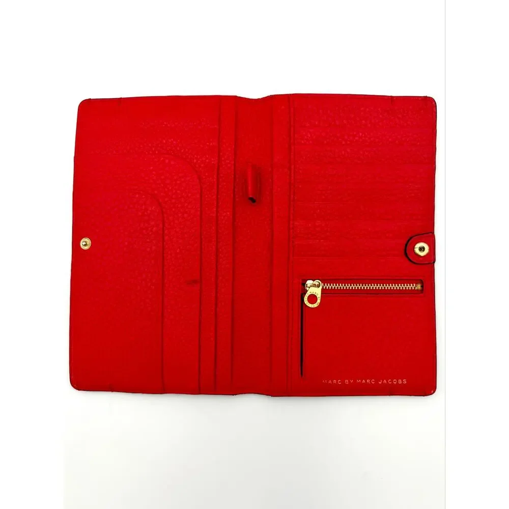 Marc by Marc Jacobs Colorblock Travel Wallet Red Burgundy Leather